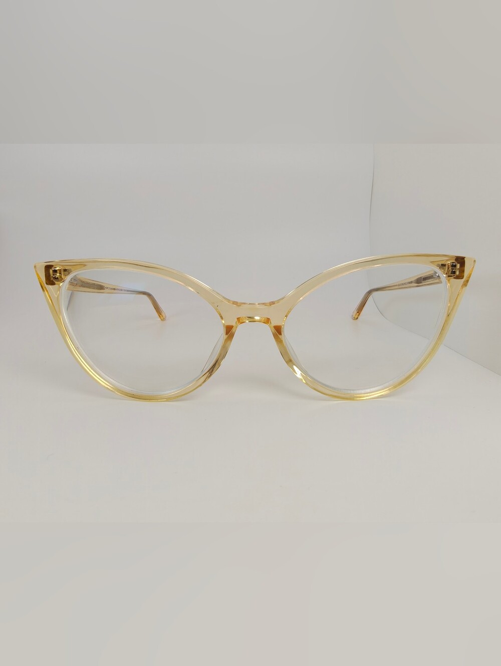 Quartet. Clear Yellow Cat-Eye Women's Fashion Glasses.